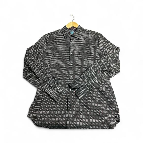 Robert Graham Cubist Classic Fit Cotton Blend Button-Up Shirt Black/Red Medium - Picture 5 of 11